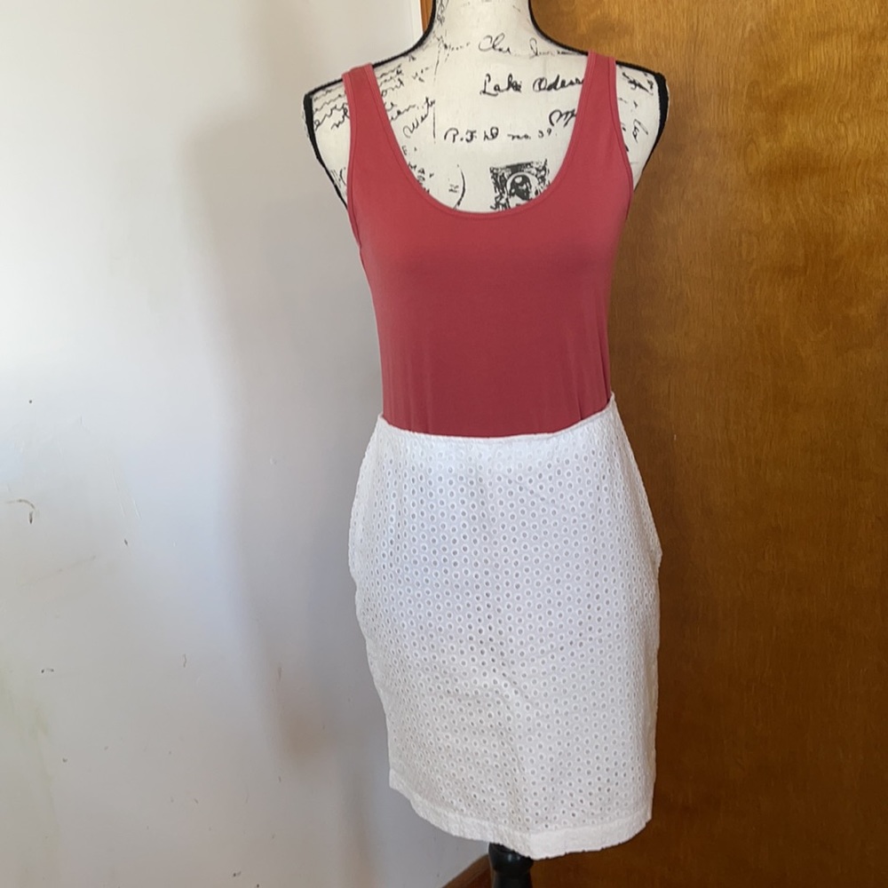 Max Studio white eyelet A-line skirt